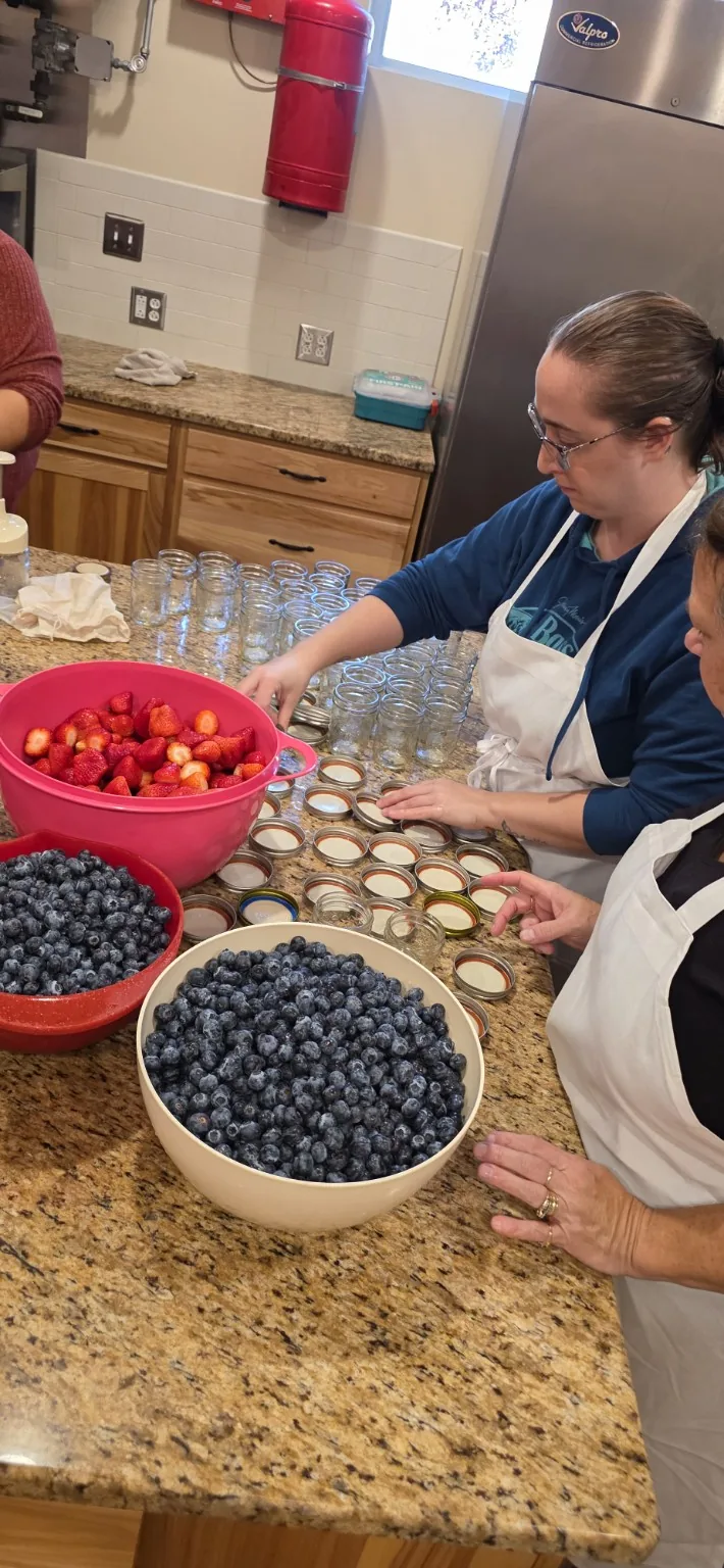 Fresh berries prepared for canning